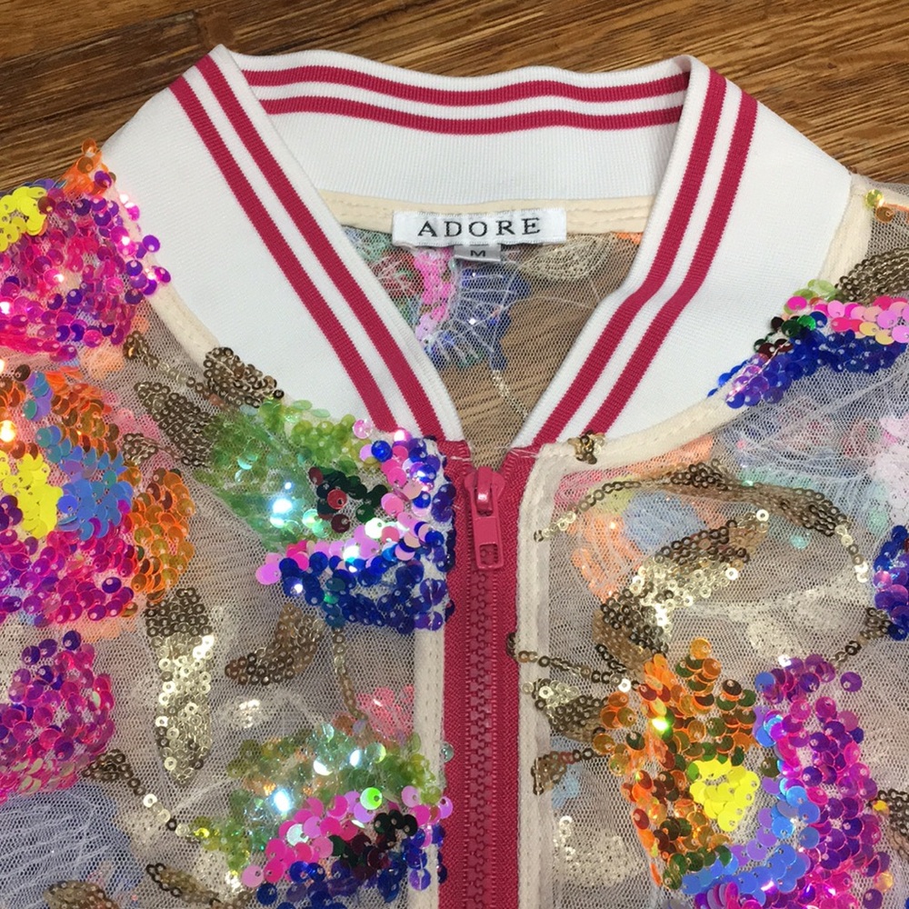 Adore Mesh Sequin Jacket Size Medium - image 4